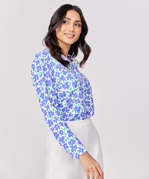 Chiffon Printed Long Sleeve Shirt Top